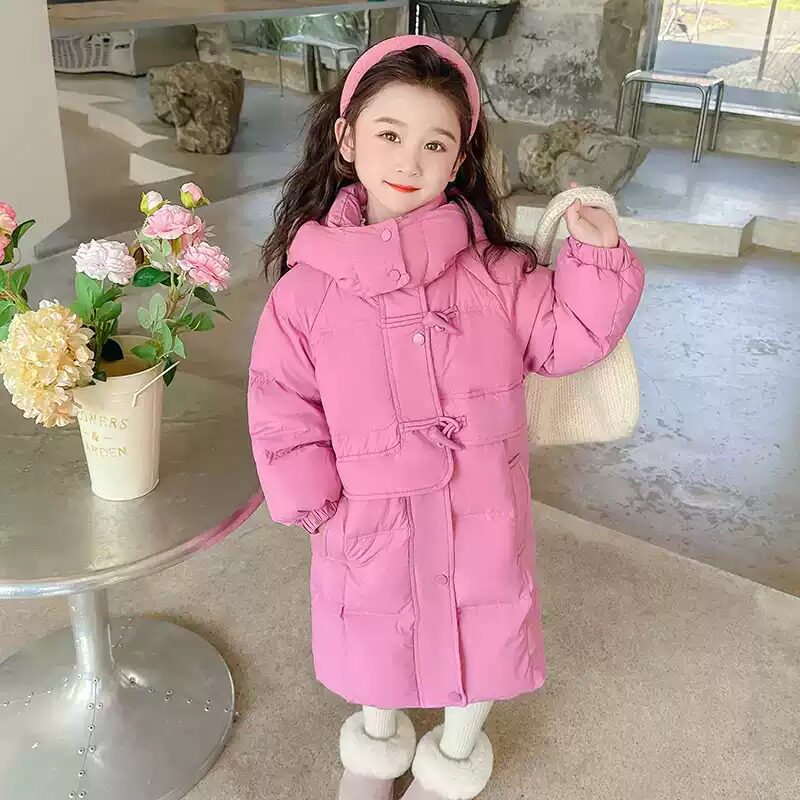 nbal英国女童羽绒服冬季洋气儿童中长款加厚宝宝白鸭绒冬装外套