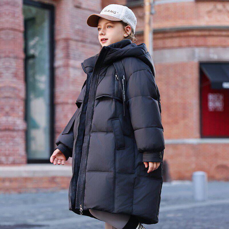 nbal英国女童羽绒服冬季洋气中长款加厚冬款保暖儿童白鸭绒外套