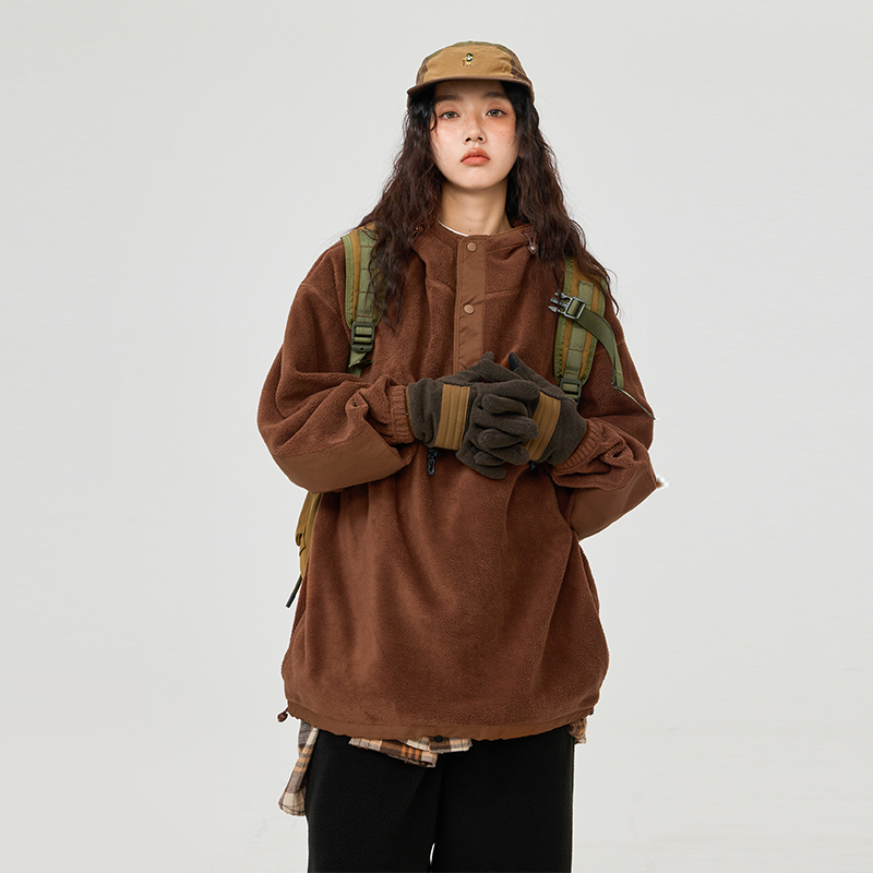 美式复古花卉连帽卫衣男女