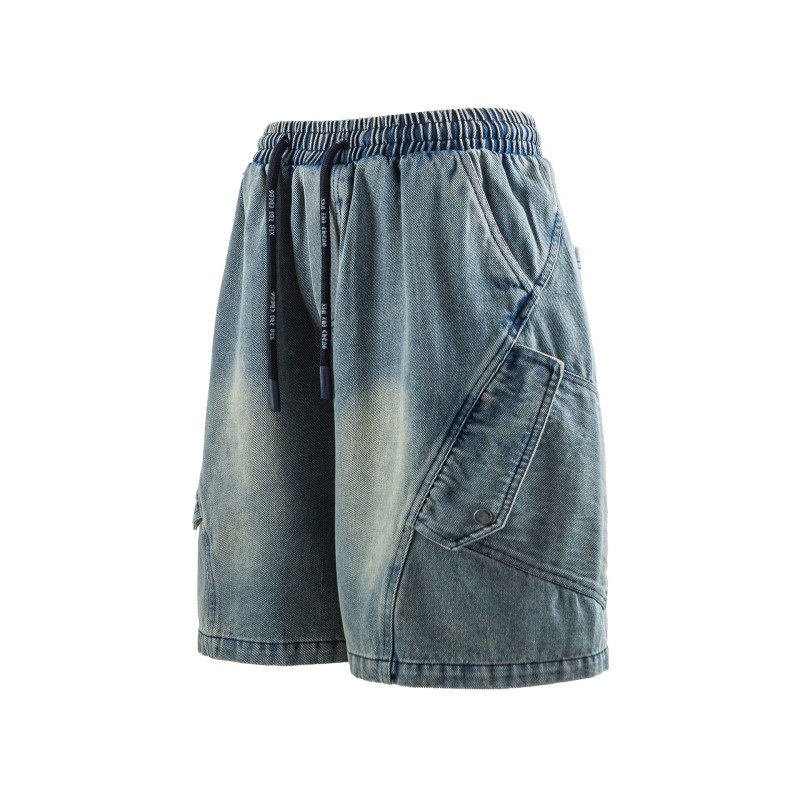 燃爆 美式潮牌破洞短裤男女夏季休闲宽松显瘦高腰牛仔中裤五分裤