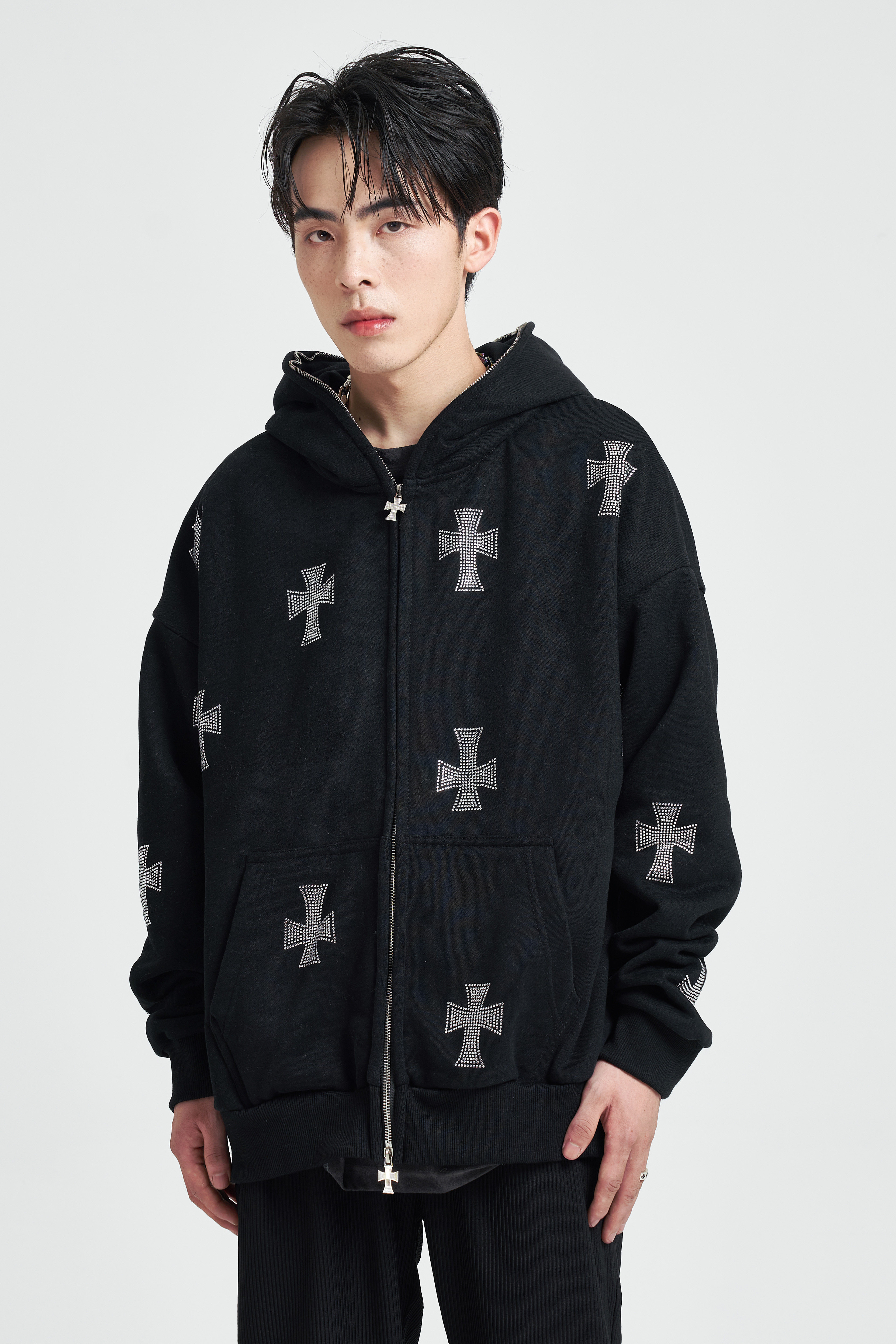 redeemer 正品水钻十字架开衫烫钻外套高街小众纵横夹克男女