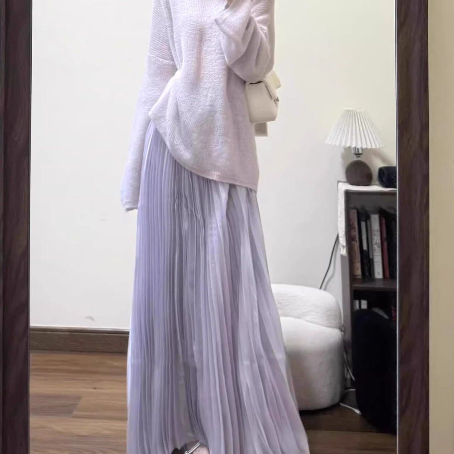 法式温柔慵懒风高级感两件套女2025春季香芋紫气质毛衣半身裙套装