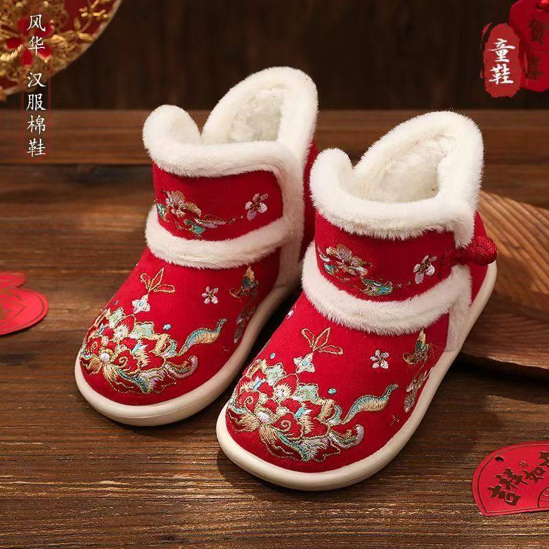新中式加绒棉靴儿童汉服鞋子手工棉鞋纯手工国风女童加绒加厚棉靴,童鞋/婴儿鞋/亲子鞋,舞蹈鞋,淘宝优惠券,粉丝福利购,淘宝优惠卷