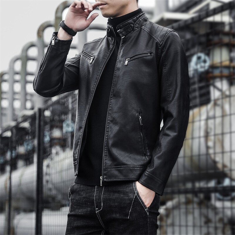 春秋薄款防风PU皮衣外套男2025年新款男士皮夹克ins机车服PY04P75,男装皮衣,星座1217-1