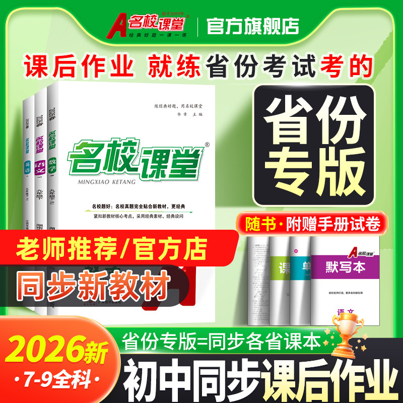2026/2025省份专版】名校课堂语文七年级下册数学英语物理八九年级上下册化学天天练小四门历史同步练习册初中必刷题资料辅导书籍