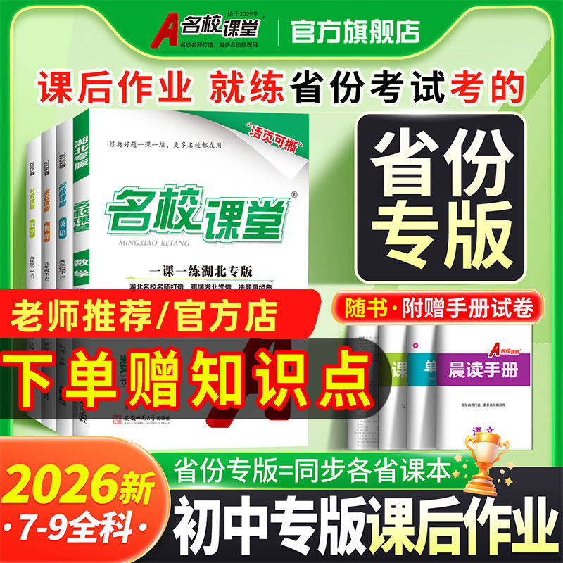 2026/2025省份专版】名校课堂语文七年级下册数学英语物理八九年级上下册化学天天练小四门历史同步练习册初中必刷题资料辅导书籍