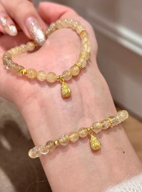 天然金发晶轻奢高级感黄水晶手串
