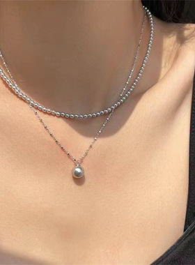 纯银925百搭方块锁骨链女