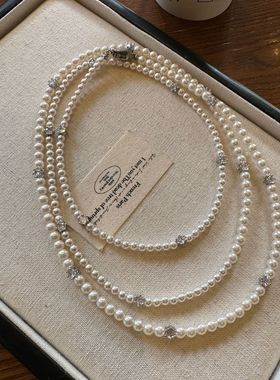 何方气泡珍珠长项链女高级感叠戴