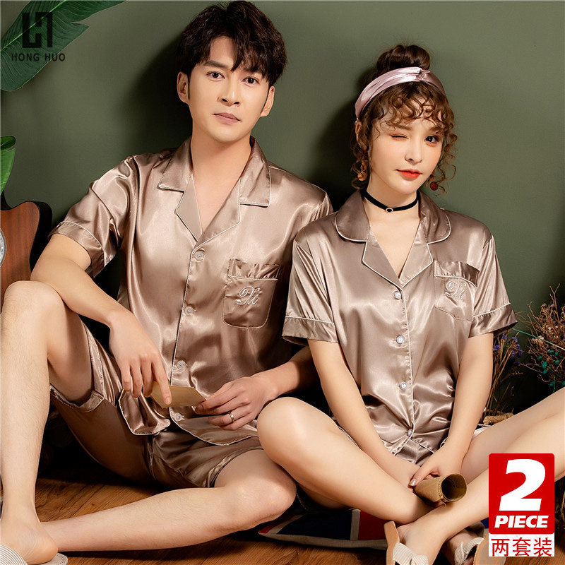 情侣睡衣2026新款冰丝凉感男女同款性感夏季可爱薄款短袖短裤套装