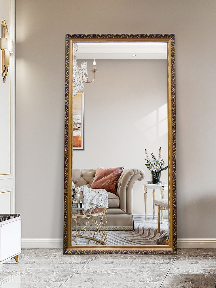 伯仑欧式穿衣镜宿舍落地镜实木试衣镜服装店大镜子壁挂全身镜防爆