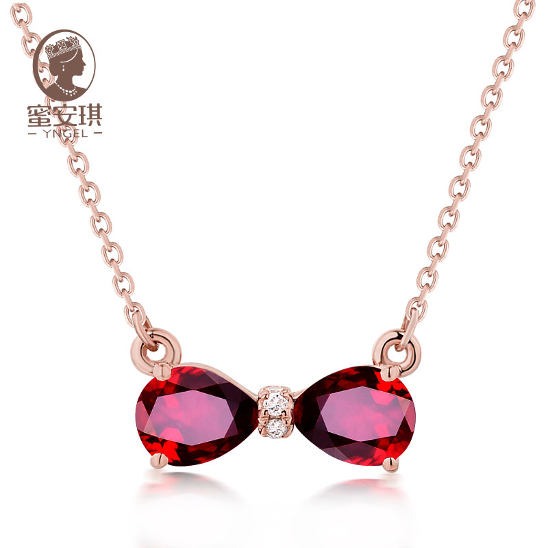 蜜安琪 0.90克拉天然红宝石吊坠 新款上市 水滴形彩宝项链 配证书