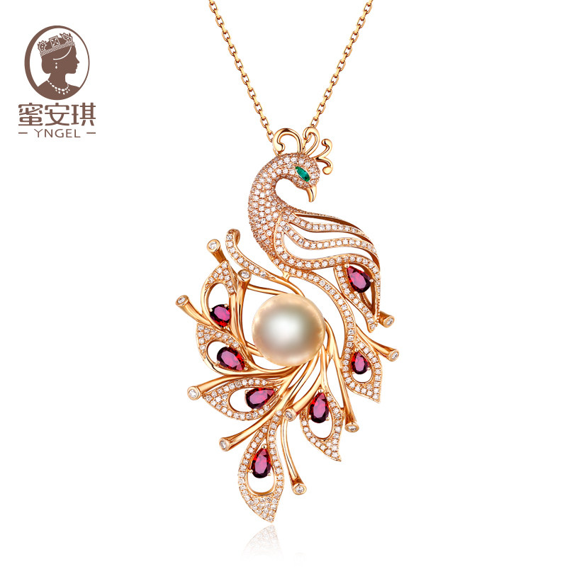 蜜安琪天然鸽血红贵重珍珠吊坠