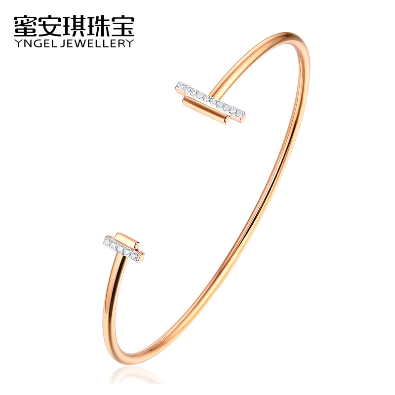 Yngel/蜜安琪珠宝首饰18K金9分钻手镯 天然钻石镶钻手链高级定制