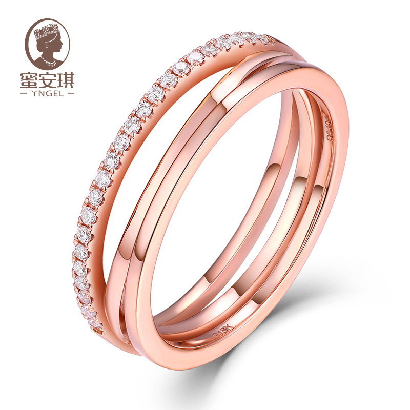 Yngel/蜜安琪排戒18k金钻石戒指订婚正品真钻求婚首饰定制戒子