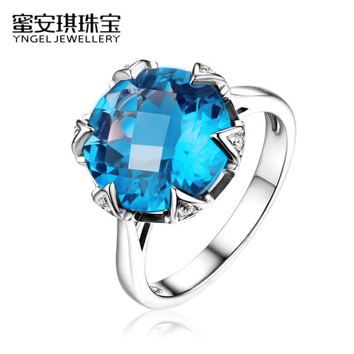 克拉托帕石镶嵌白金戒指