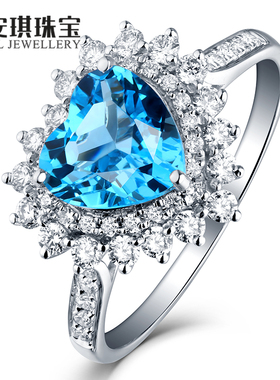 蜜安琪珠宝 1.49克拉44分钻天然托帕石戒指女 18k金镶嵌彩色宝石