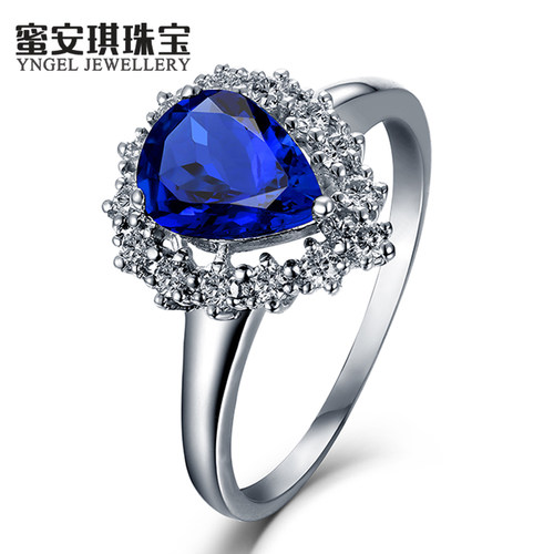 克拉18k金镶嵌天然坦桑石戒指