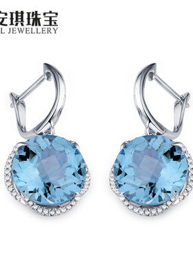 蜜安琪 8.23克拉天然托帕石耳环女 彩色宝石 18K金钻石耳坠