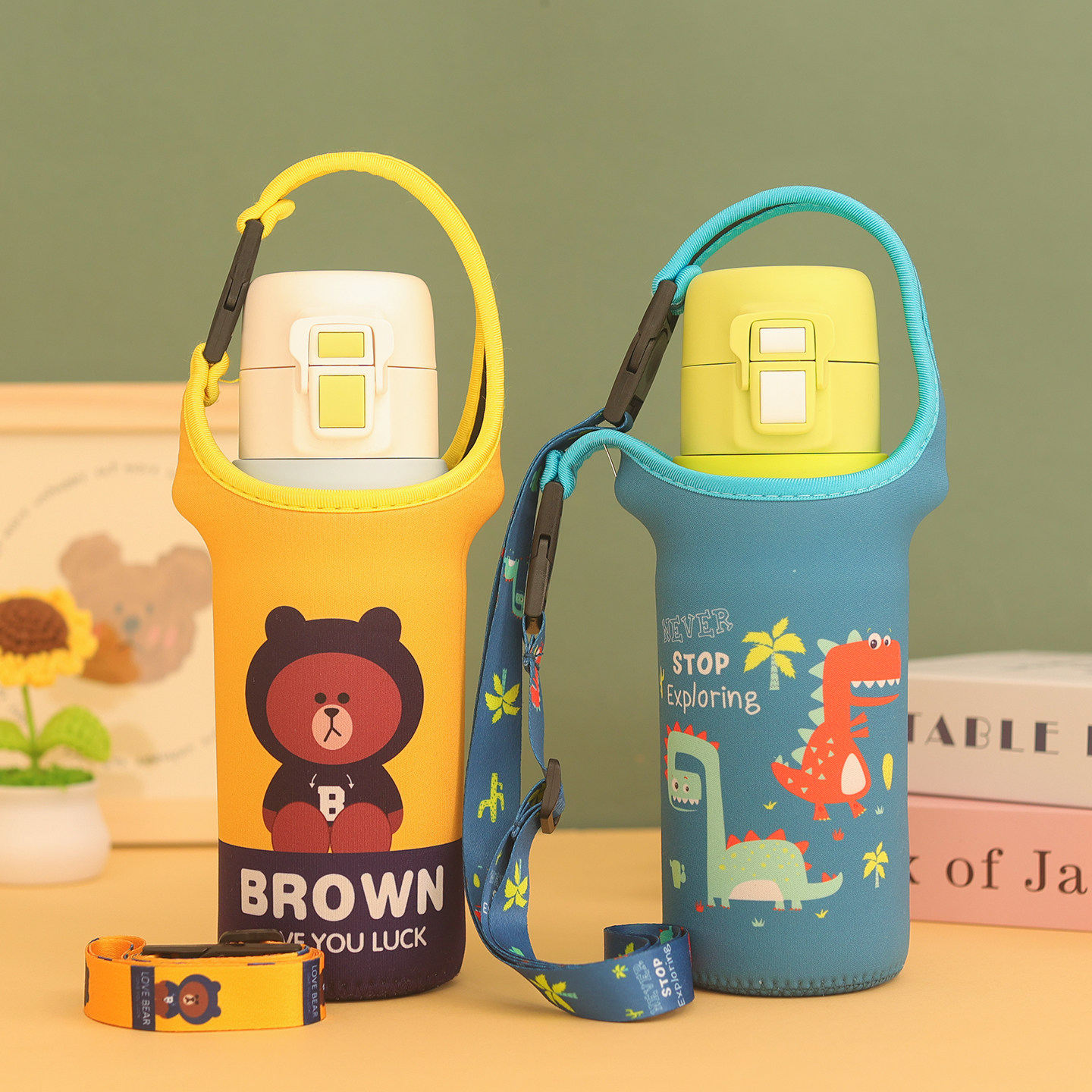 奇趣公仔babycare双饮杯500毫升便携保温杯杯套 儿童水壶斜挎杯套,餐饮具,杯套,淘宝优惠券,粉丝福利购,淘宝优惠卷