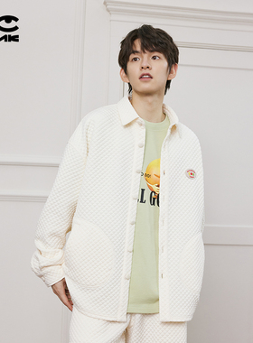 conklab趣味水果标格子夹棉肌理衬衫男春季国潮宽松休闲情侣外套