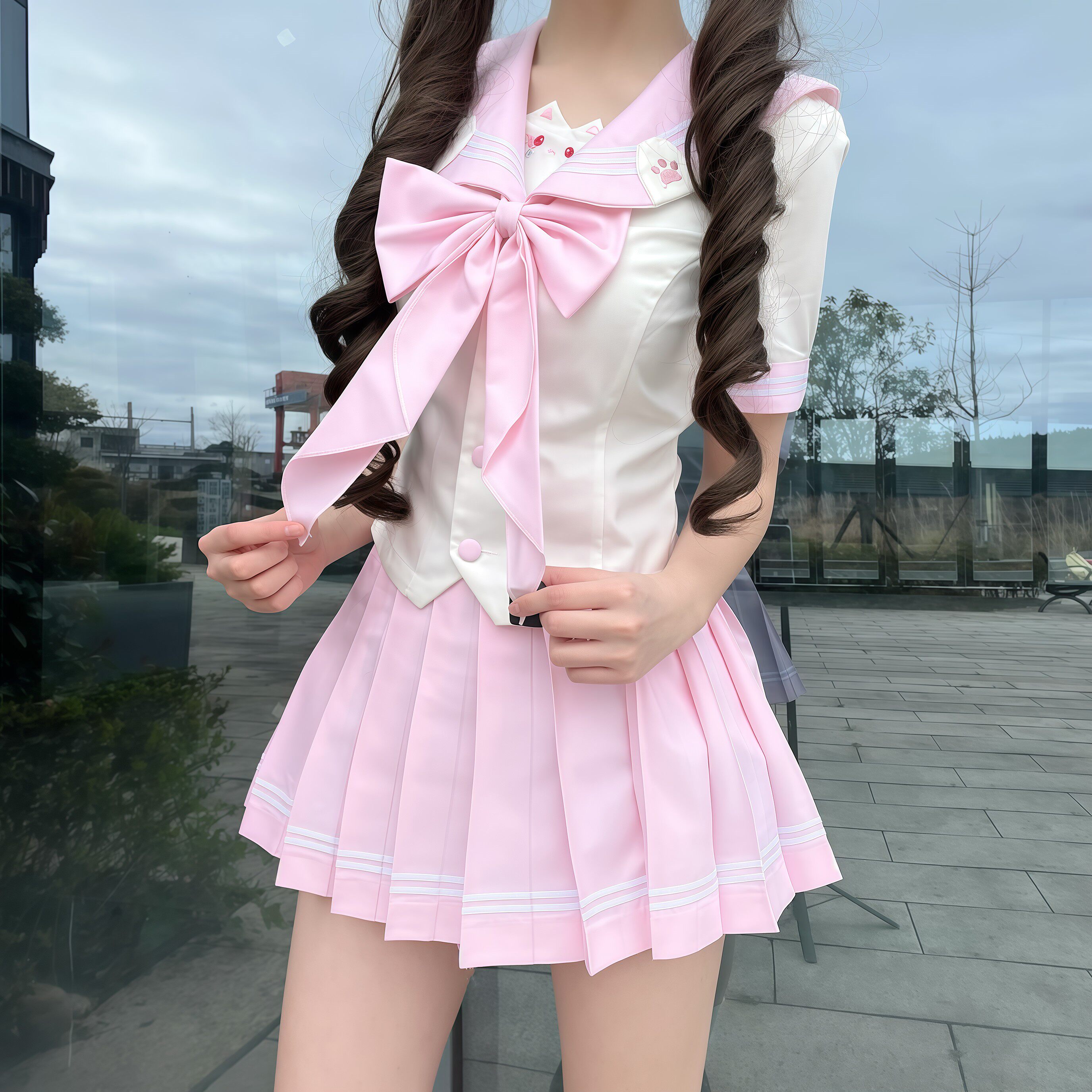 【小桃灼灼】原创正版日系JK水手服套装粉色女学生校服甜美风短袖