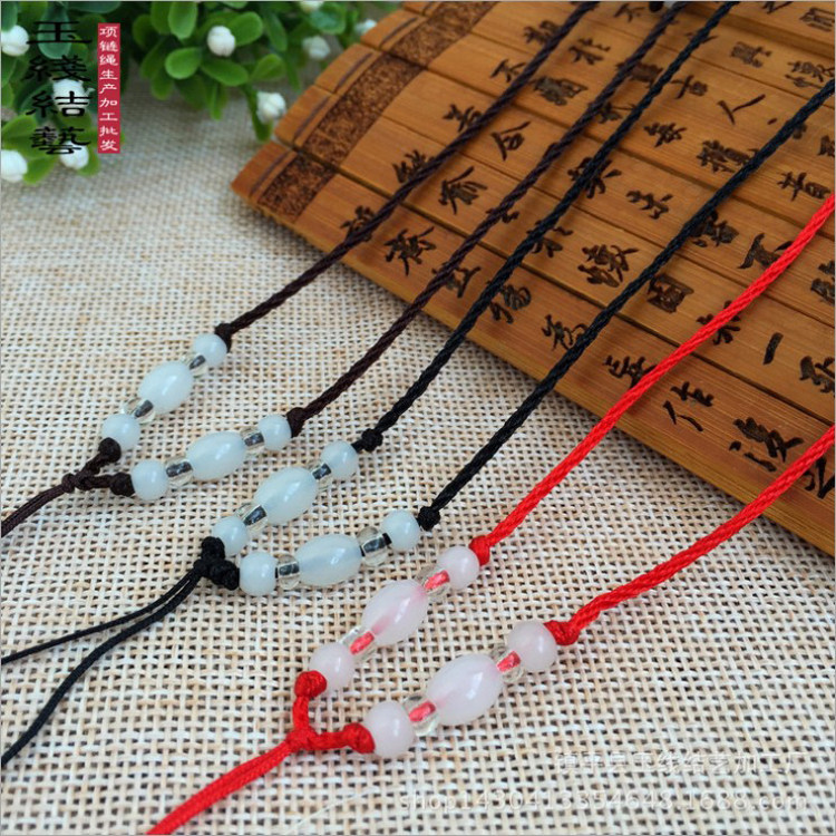 手编吊坠挂绳黄金翡翠玉佩蜜蜡佛饰项链挂件红黑绳红绳子