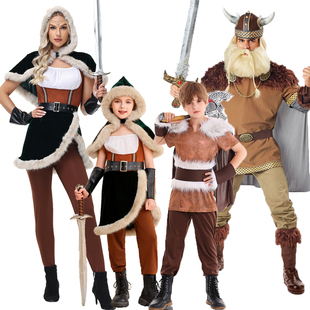 成人扮演维京海盗演出服cos挪威维京人强盗服复古Viking野蛮亲子