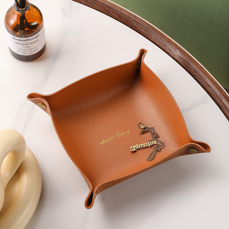 现代轻奢口红化妆品收纳盒玄关桌面卧室小杂物收纳托盘糖果盒