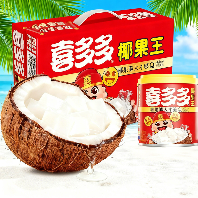 喜多多椰果王整箱批发椰果水果罐头休闲零食果粒饮料儿童200g15罐