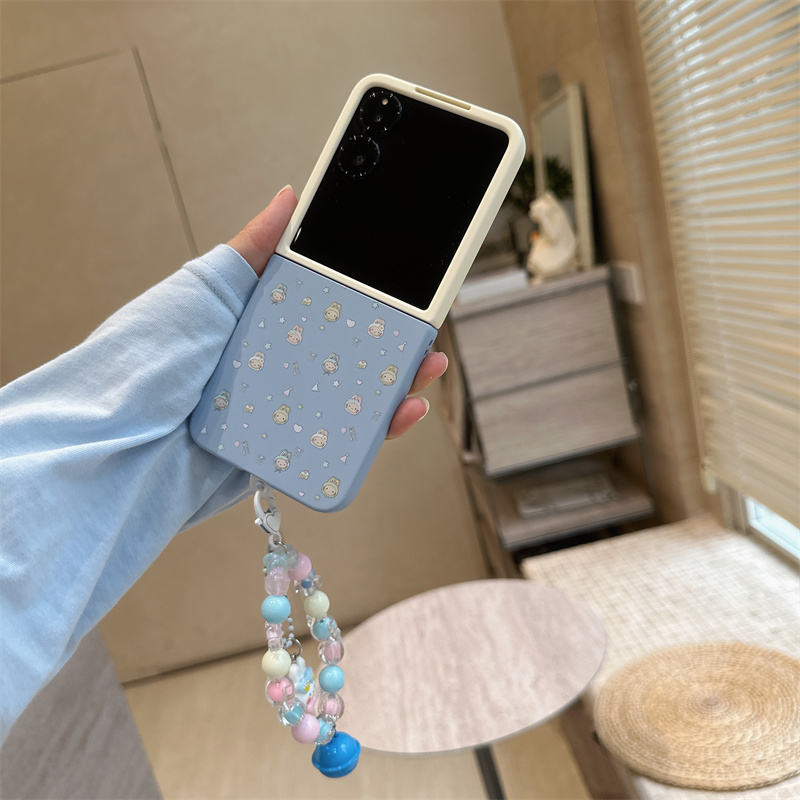 刀叉蓝白布布折叠屏手机壳