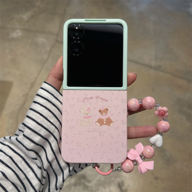 撞色两只小熊折叠屏手机壳