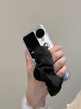 黑色笑脸腕带适用小米mix2手机壳华为Pocket折叠三星Zflip7荣耀OPPO FindN3摩托罗拉razr60手链PuraX保护套5