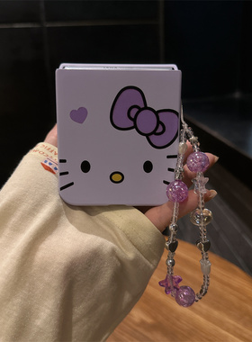 紫色凯蒂表情适用小米mix2手机壳三星Zflip7华为Pocket折叠荣耀OPPO FindN3摩托罗拉razr60新款PuraX保护套5