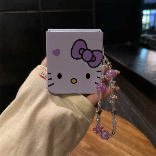 紫色凯蒂表情折叠屏手机壳