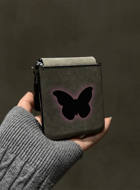 黑色蝴蝶适用小米mix2手机壳小折叠三星Zflip7华为Pocket3荣耀OPPO FindN3新款摩托罗拉50秋冬软PuraX保护套6