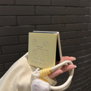 线条芝士蛋糕适用小米mix2手机壳三星Zflip7华为pocket折叠荣耀OPPO FindN3摩托罗拉razr60手链PuraX2保护套