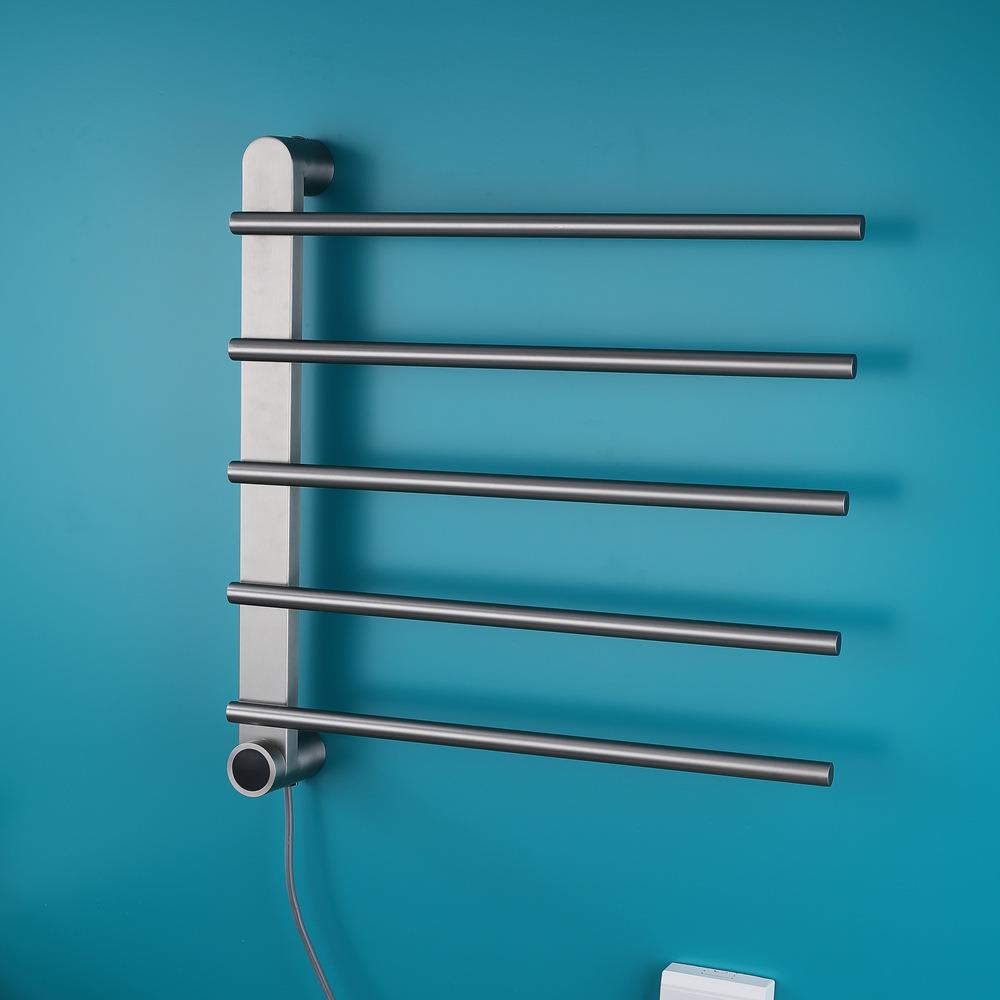 明装电热毛巾架家用卫生间智能加热烘干浴巾架碳纤维打孔式置物架