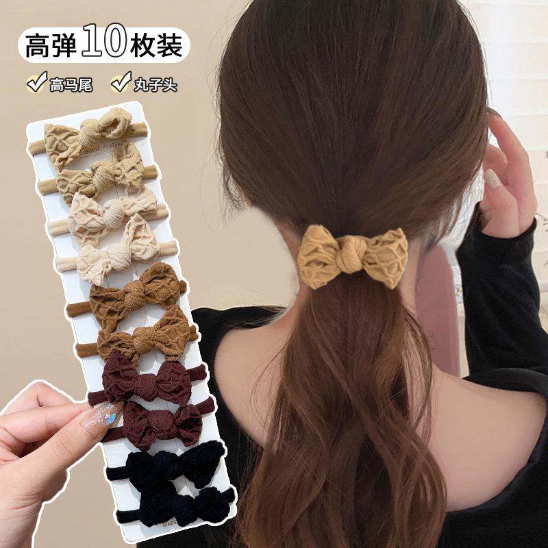 奶咖色高弹力耐用橡皮筋女简约气质扎头发圈头绳2025新款皮套发绳