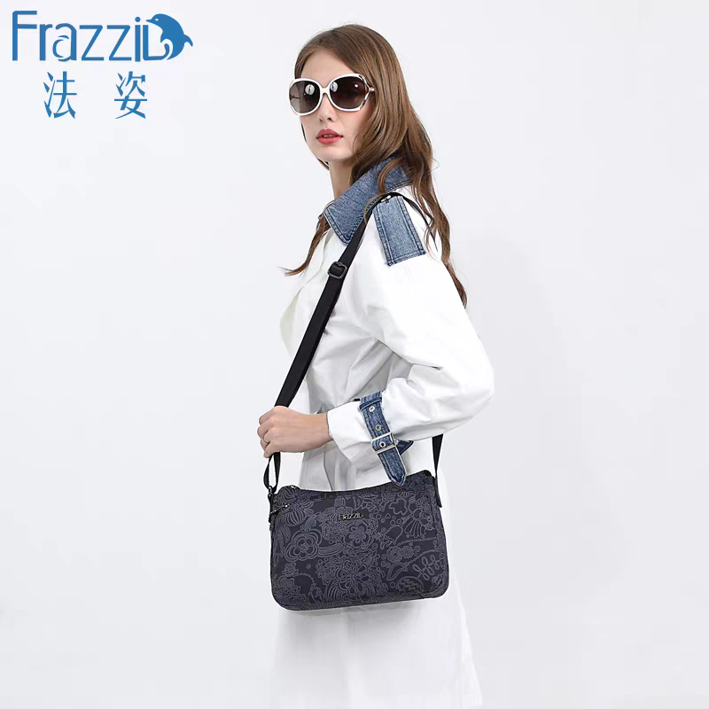 Frazzil法姿新品2018休闲尼龙布包欧风单肩斜挂包轻便女包