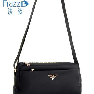法姿斜挎包包女2024新品轻便帆布单肩小包黑色百搭妈妈时尚休闲包