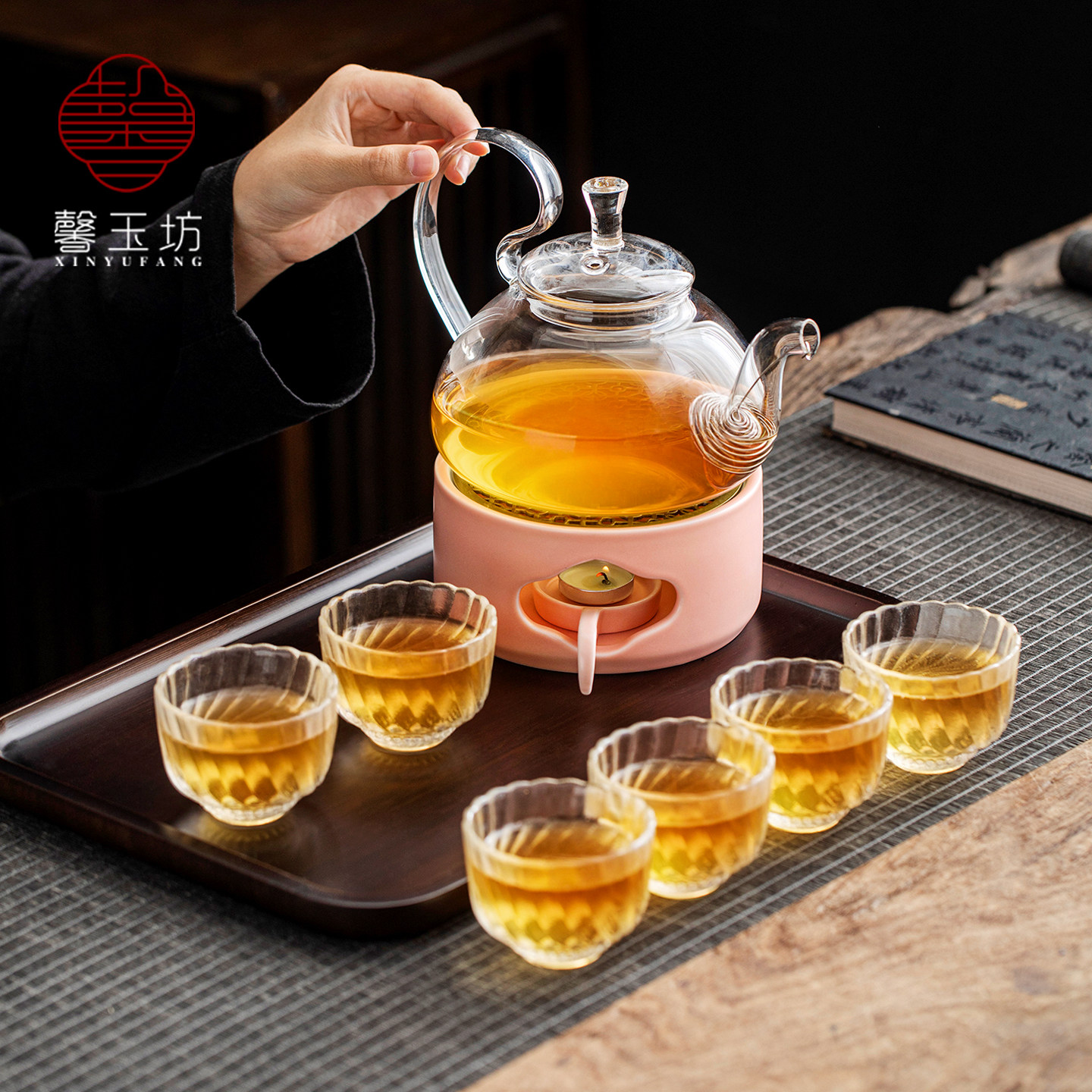 馨玉坊粉色少女心养生壶暖茶炉套装高颜值果茶花茶壶杯蜡烛温茶炉,餐饮具,煮茶炉,淘宝优惠券,粉丝福利购,淘宝优惠卷