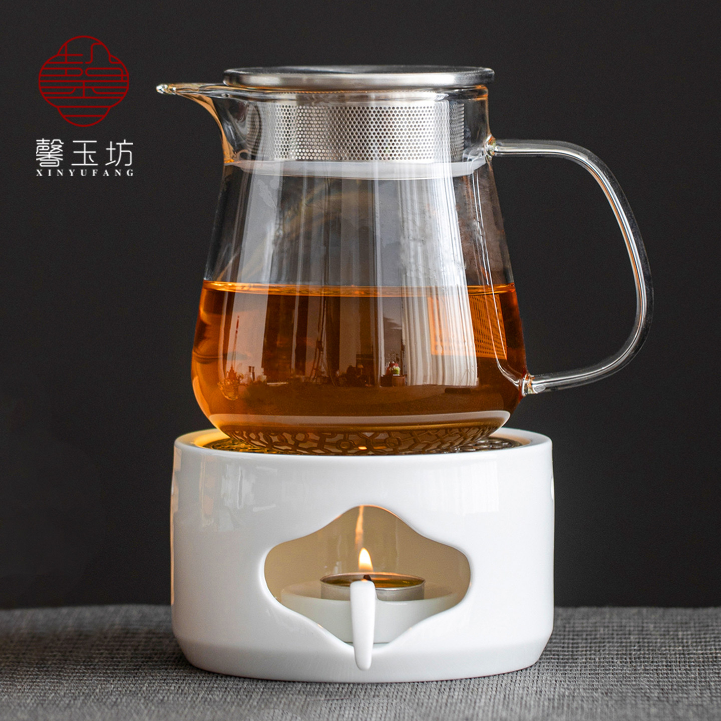 馨玉坊百搭白色陶瓷温茶炉家用蜡烛温茶底座过滤泡茶壶暖茶器套装,餐饮具,煮茶炉,淘宝优惠券,粉丝福利购,淘宝优惠卷