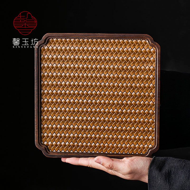 复古重竹仿席面干泡茶台四方竹制茶托盘壶承茶壶底座功夫茶盘茶奉