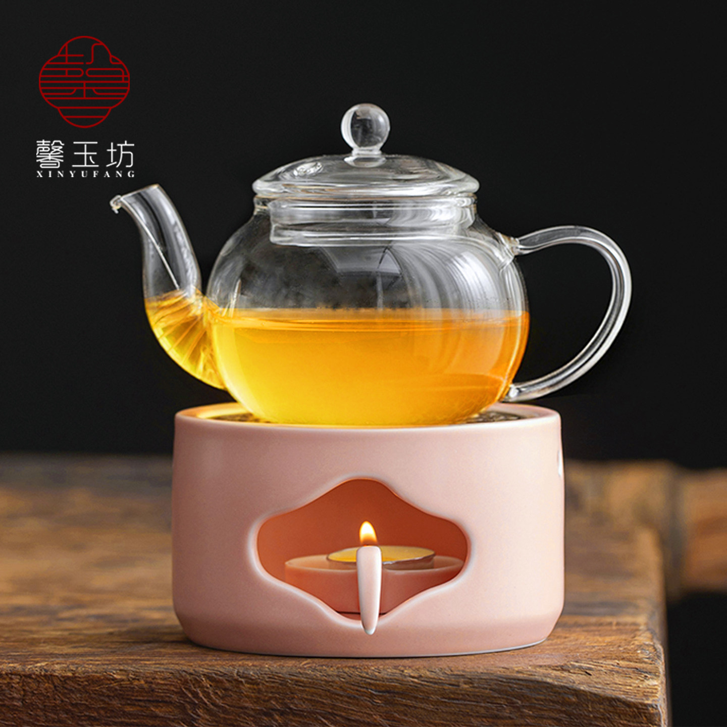 馨玉坊少女心粉色陶瓷温茶炉花茶壶套装冬季茶水保温过滤泡茶壶杯,餐饮具,煮茶炉,淘宝优惠券,粉丝福利购,淘宝优惠卷