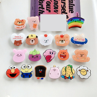 韩风ins创意卡通滴胶小熊懒人桌面伸缩气囊手机支架定制礼品LOGO