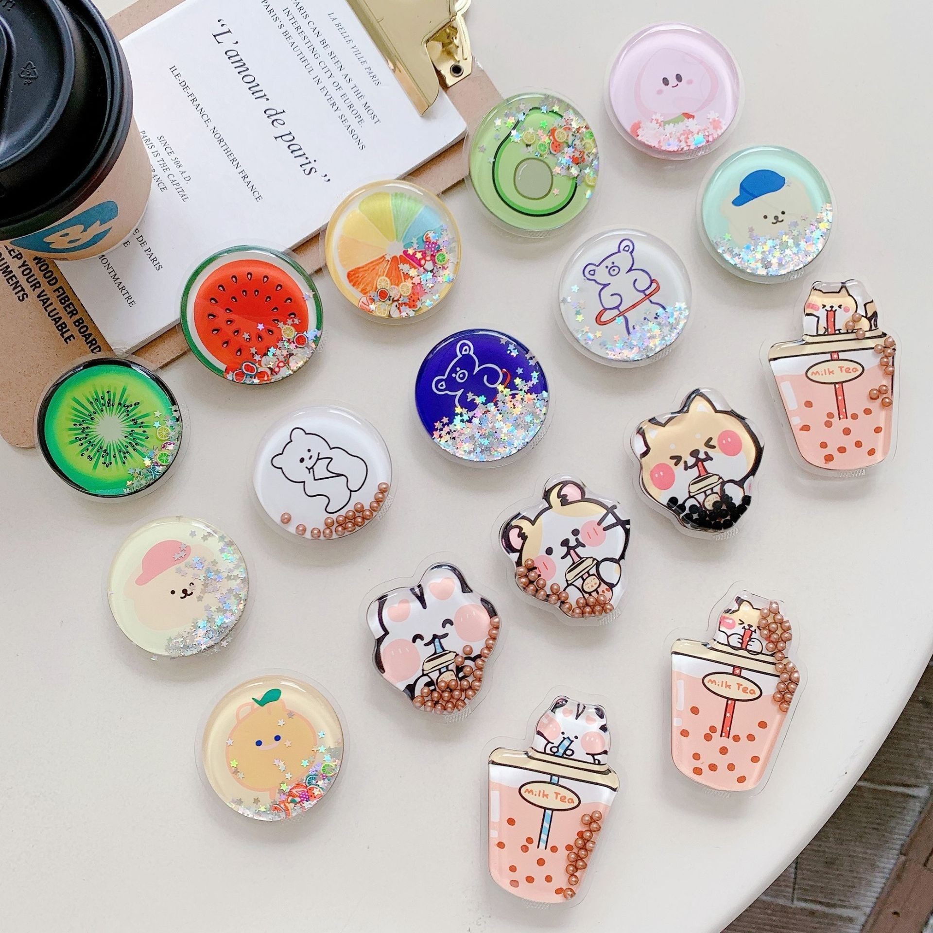 外贸手机气囊支架懒人桌面直播伸缩礼品赠品LOGO 摆地摊神器指环