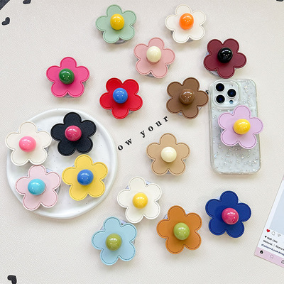 纯色圆珠花朵手机气囊支架磁吸粘贴稳固跨境批发指环握把网红礼品