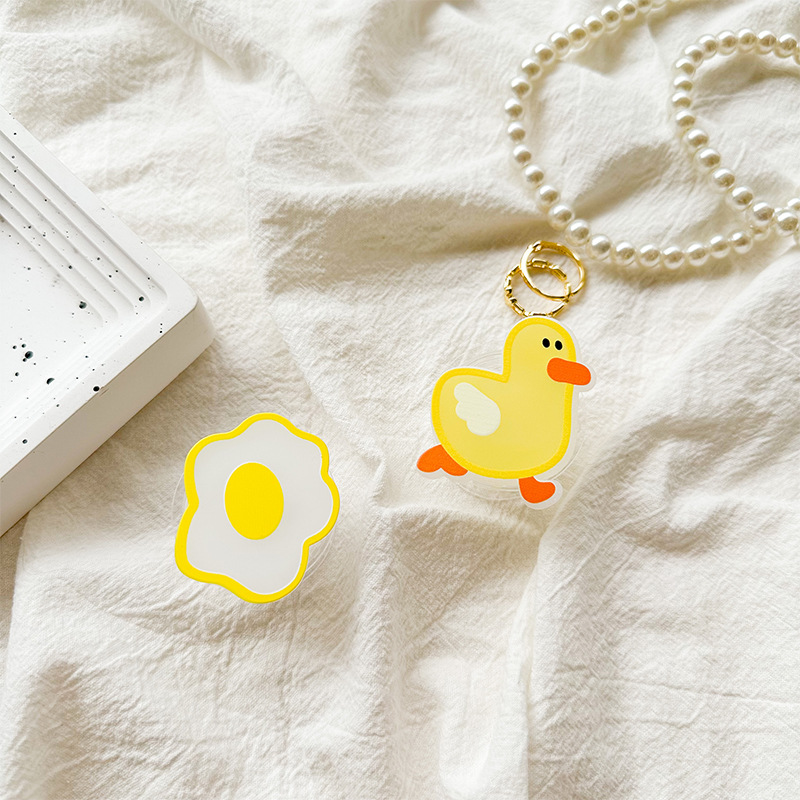 卡通可爱小鸭子气囊支架手机壳韩国ins风荷包蛋看追剧桌面支撑架