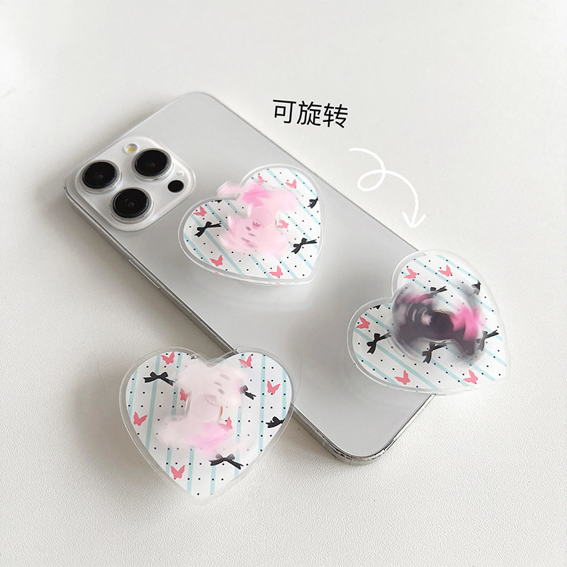 手机气囊支架爱心ins风领结猫咪旋转解压少女心粘贴式桌面看追剧